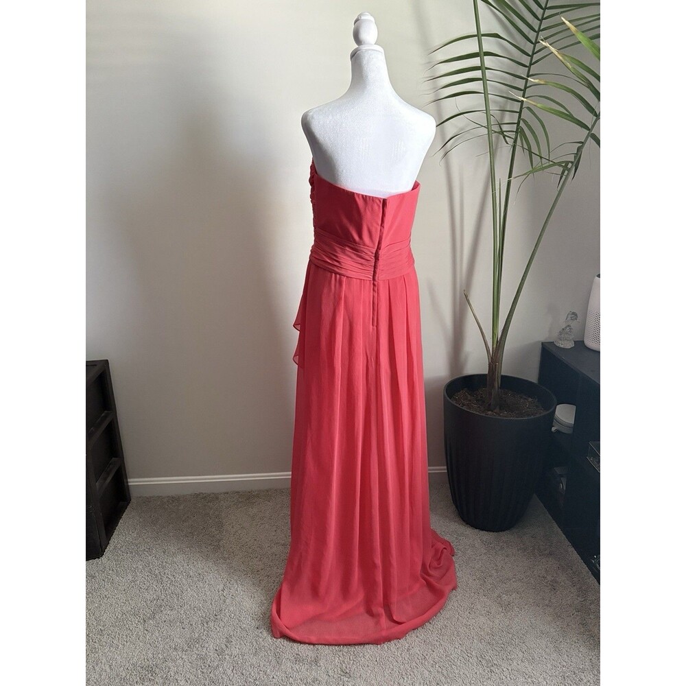 David's Bridal Coral 100% Polyester Sleeveless Bridesmaid Dress Size 10 Regular - Picture 3 of 10
